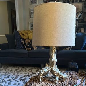 Rustic Gold Table Lamp with Cream Shade